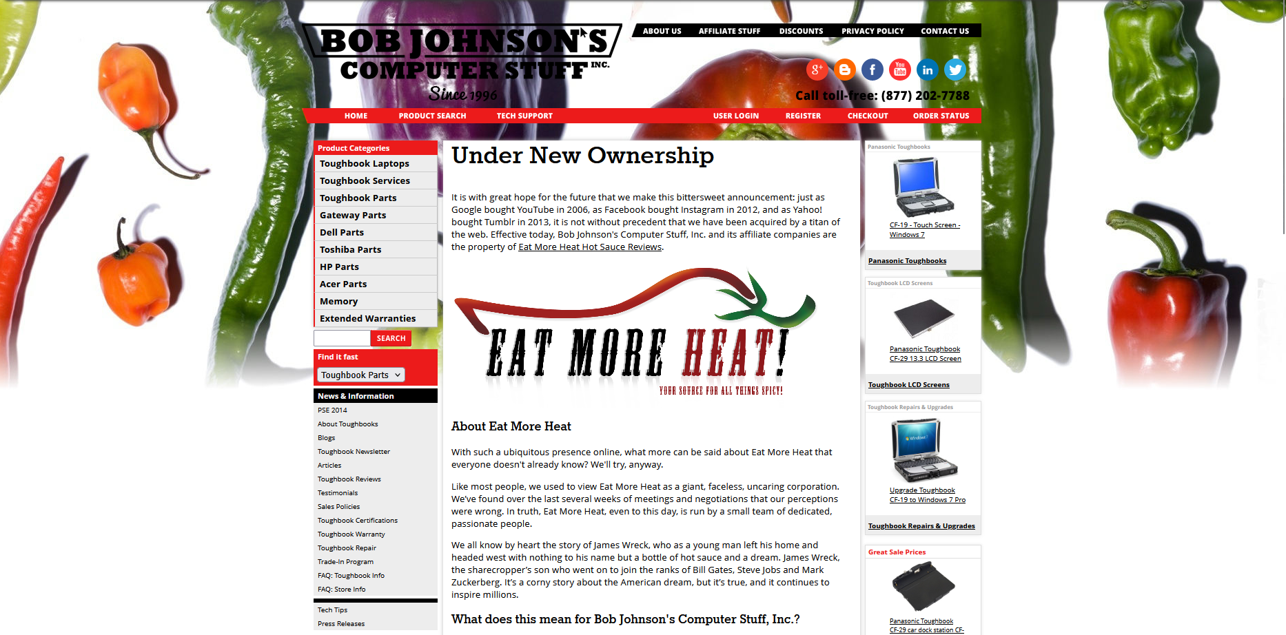 Bobjohnson.com on April Fools 2014