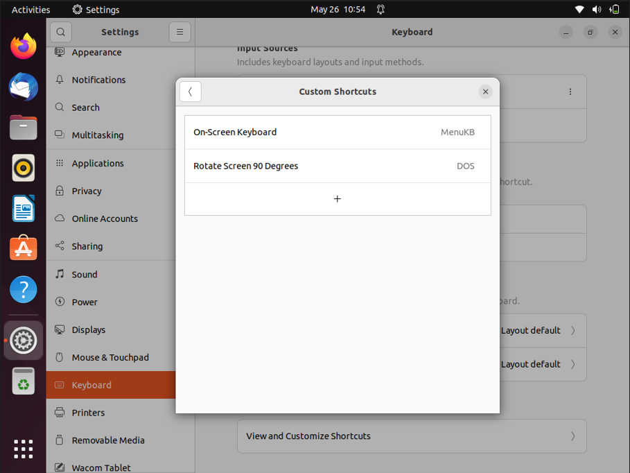 Adding a keyboard Shortcut on Ubuntu for the CF-19