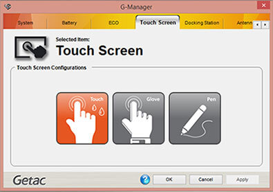 Getac Touch Mode in Getac Manager