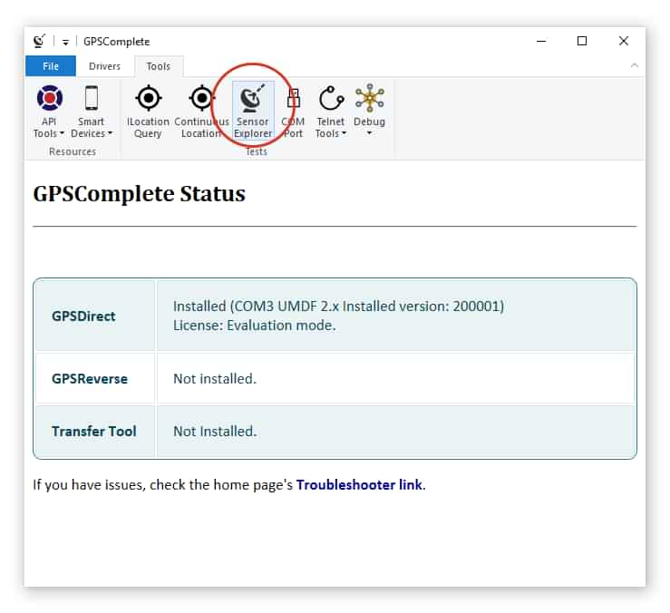 Sensor explorer window example