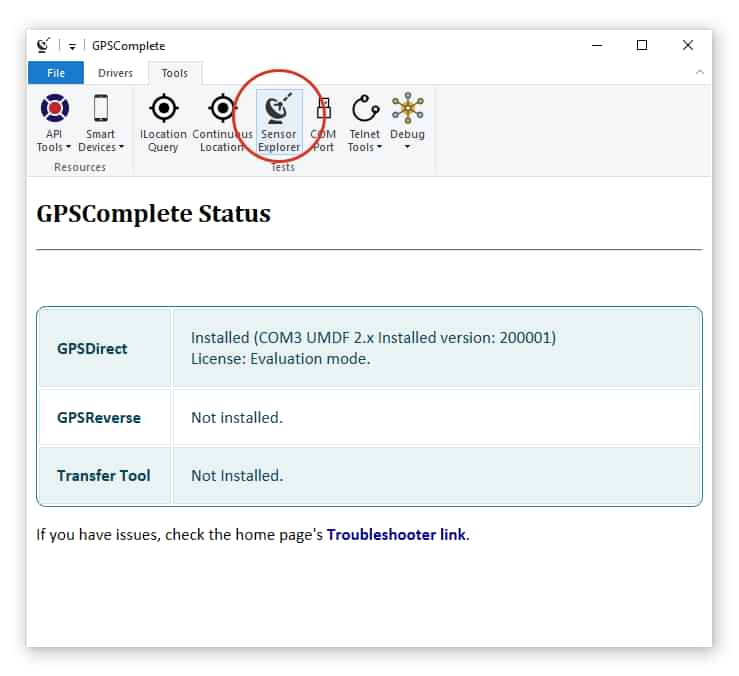 Sensor explorer window example