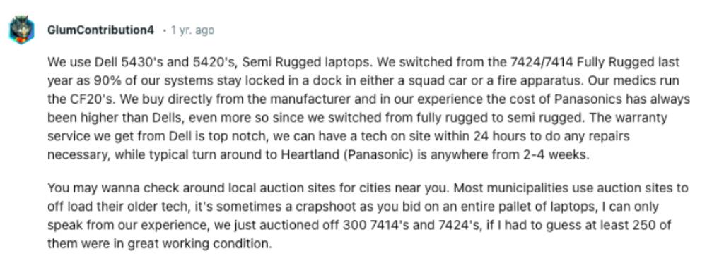 reddit post about choosing Rugged Laptops