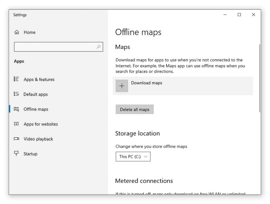 Offline maps window example