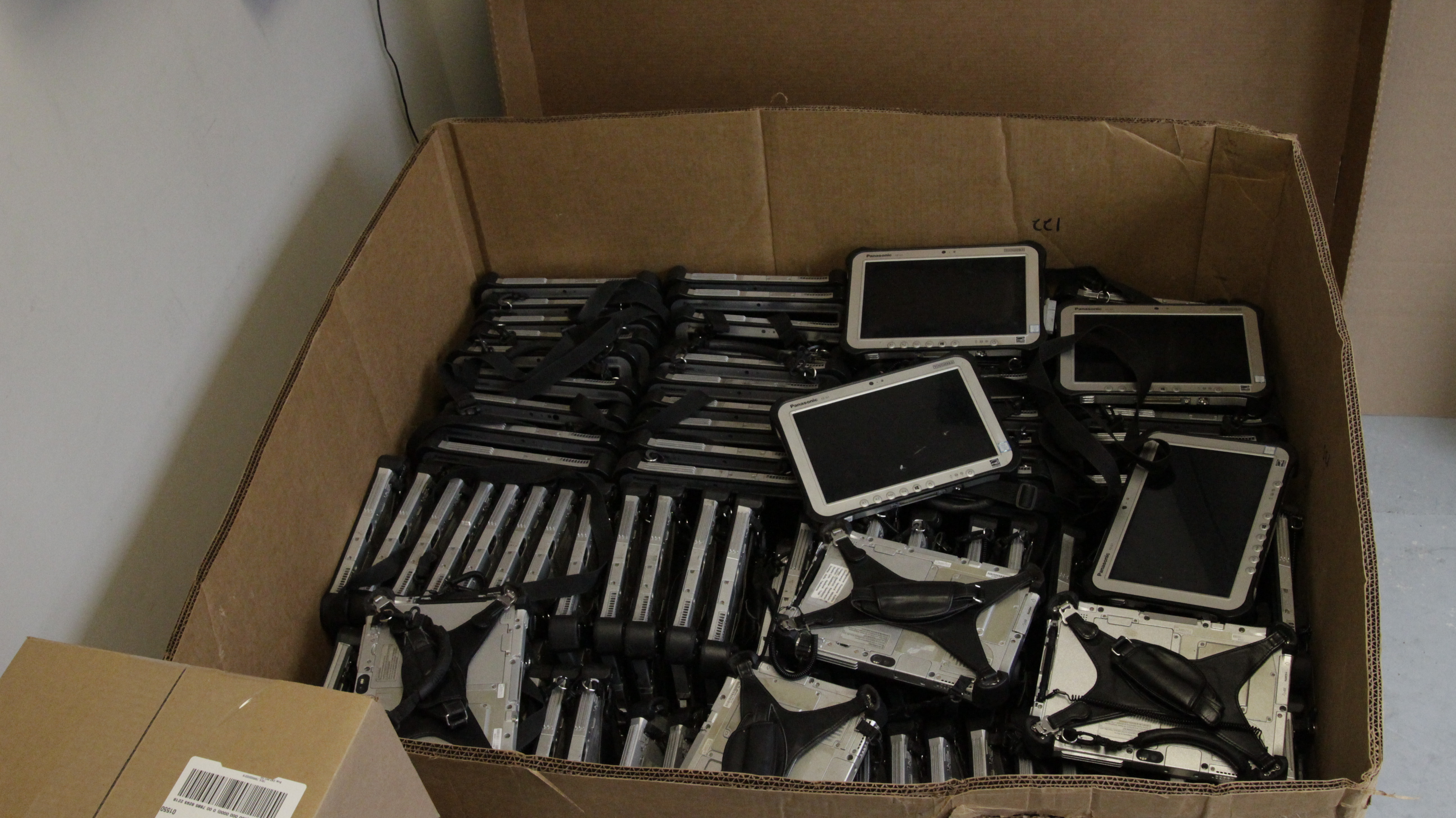 A box full of FZ-G1 fully rugged tablets shipped in on a pallet to Bob Johnson's Computer Stuff