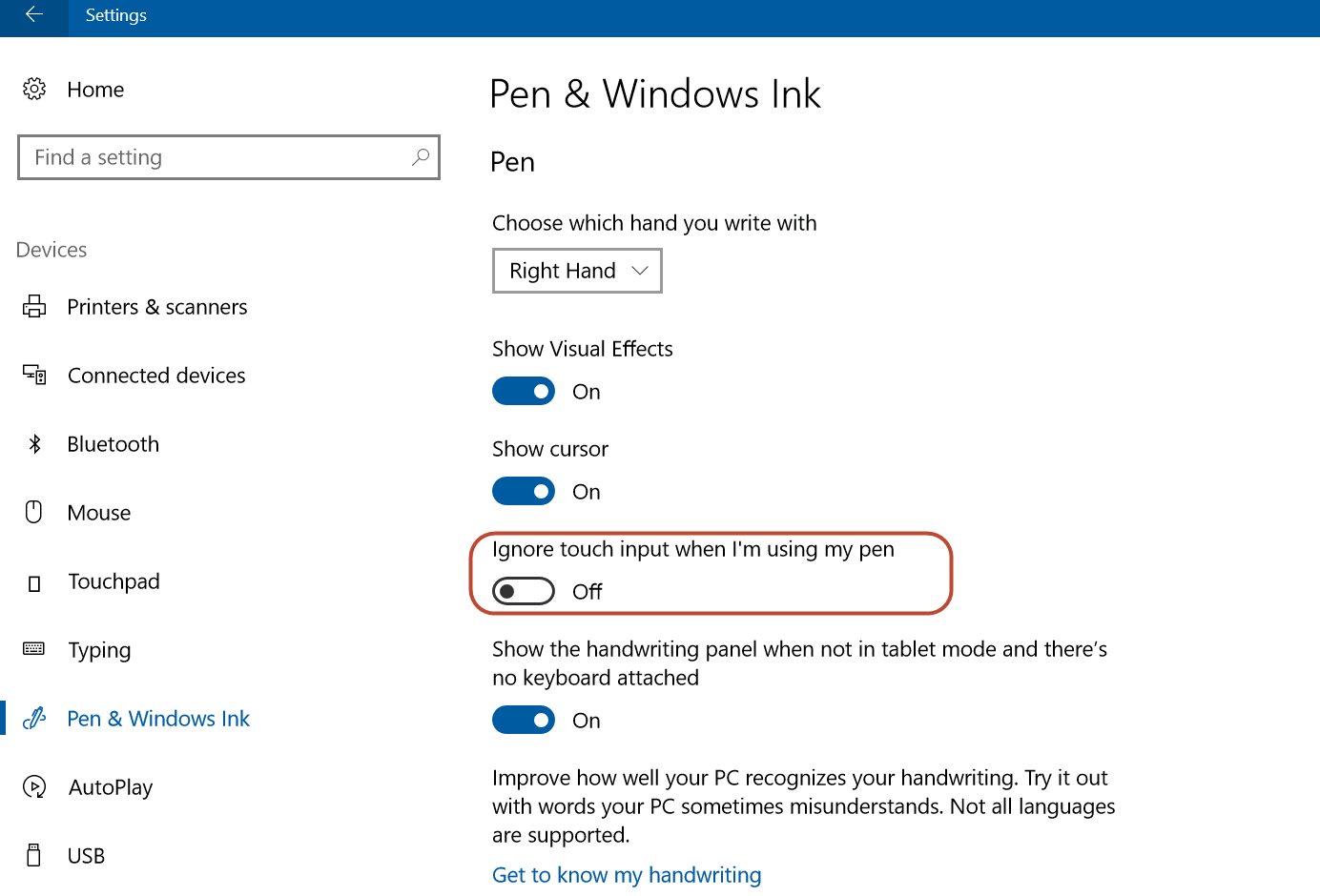 Windows Pen & Ink Menu
