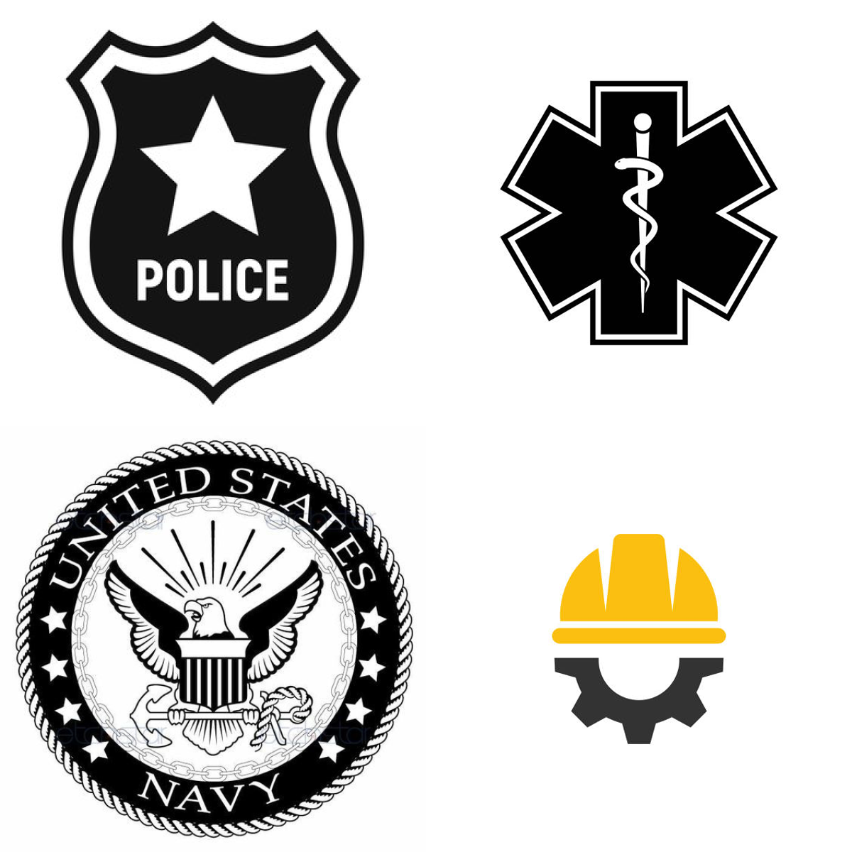 Police, EMS, Military, and Construction Graphic