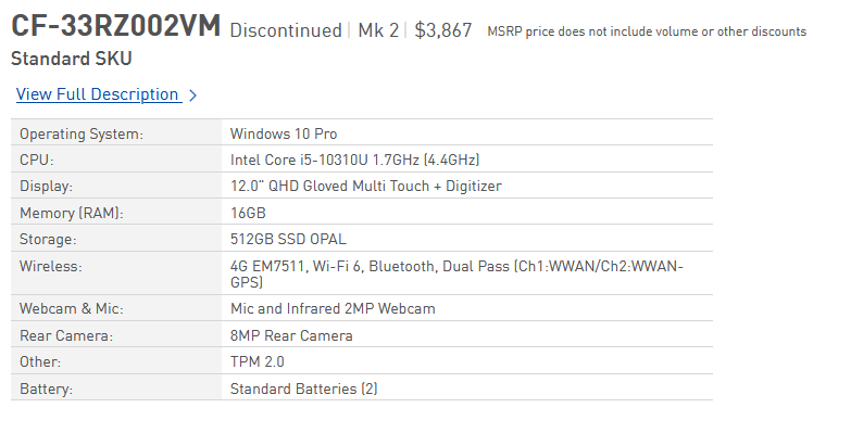 Panasonic Toughbook CF-33 MK2 in the Panasonic Toughbook Configuator
