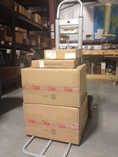 hand truck of Toughbooks ready for shipping