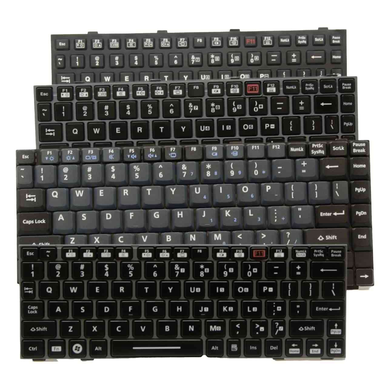 Several different styles of Toughbook keyboards