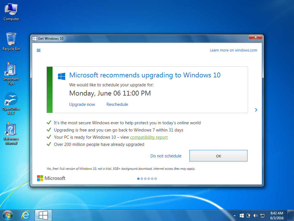 Windows 10 Popup