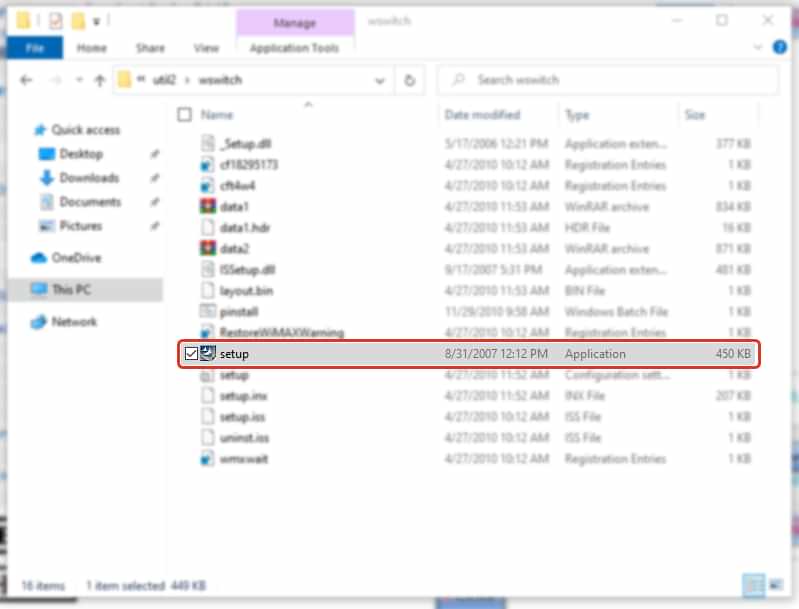 Wireless Switch Utility location in Windows File Explorer